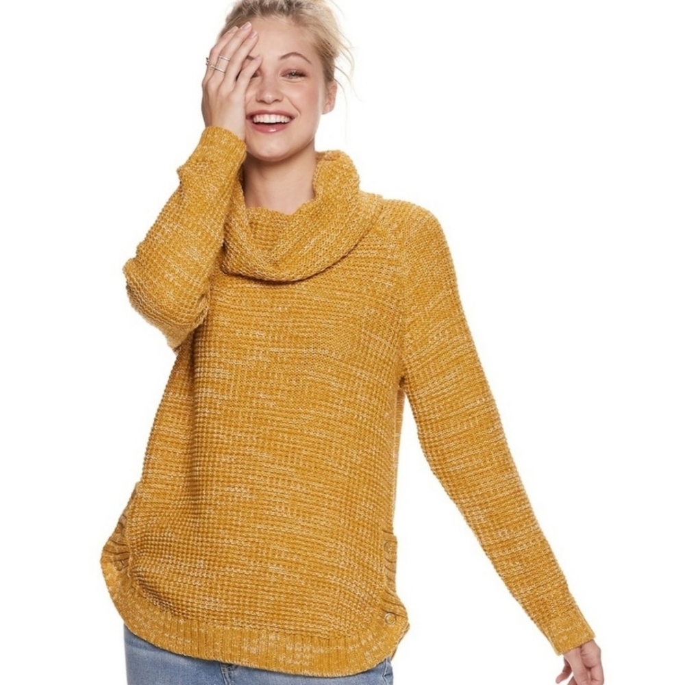 It's Our Time Cowl neck Sweater Golden Yellow Size L